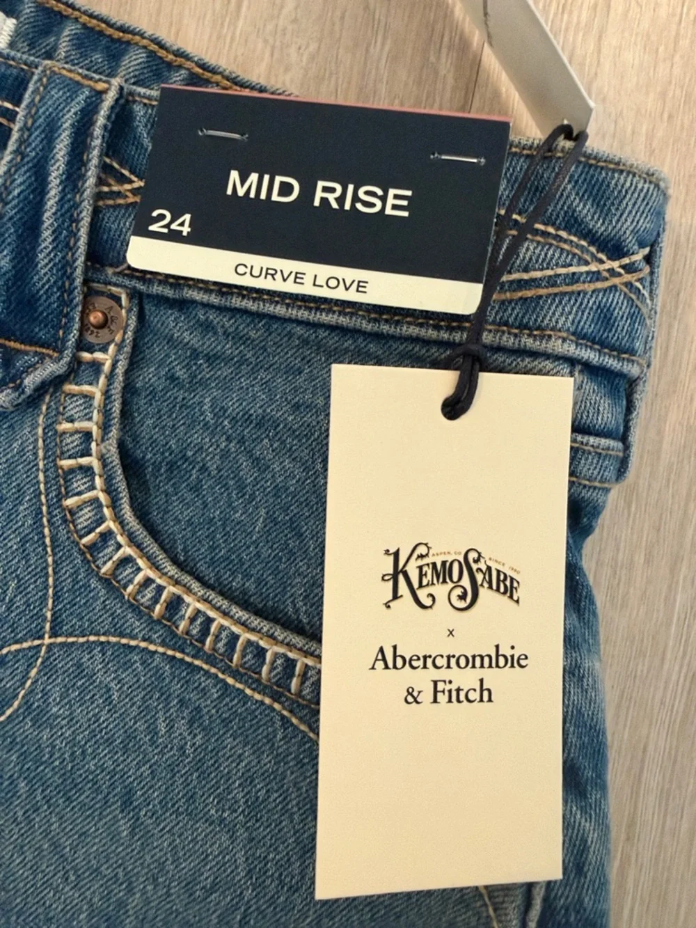 New Abercrombie Kemo Sabe Denim Skirt Curve Love 24’ - Picture 2 of 5